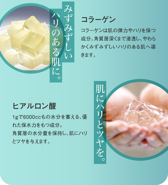 コラーゲン、ヒアルロン酸